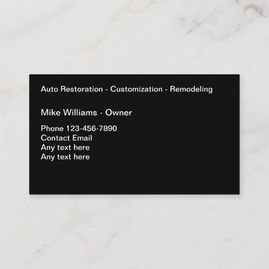 Diensten voor het herstel van de auto-industrie visitekaartje (Achterkant)