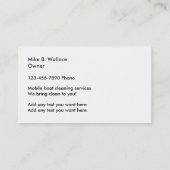 Diensten voor het reinigen van boten visitekaartje (Achterkant)