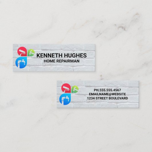 Diensten voor het repareren van huizen | Witte bak Mini Visitekaartje (Voorkant / Achterkant)