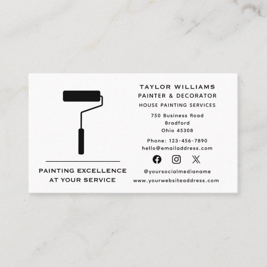 Diensten voor het schilderen van huizen met verfro visitekaartje (Voorkant)