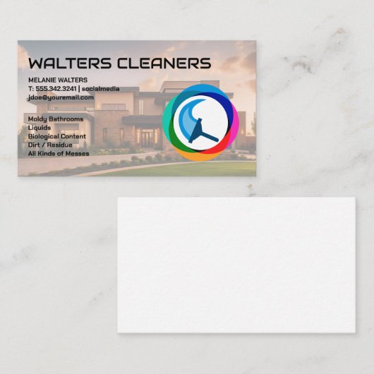 Diensten voor het schoonmaken van het huis | Huisk Visitekaartje (Voorkant / Achterkant)