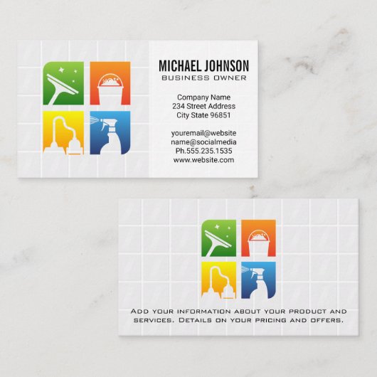 Diensten voor het schoonmaken van het huis Levert  Visitekaartje (Voorkant / Achterkant)