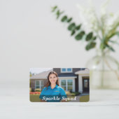 Diensten voor het schoonmaken van het huis visitekaartje (Staand voorkant)