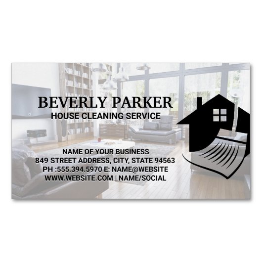 Diensten voor het schoonmaken van huizen | Interie Magnetisch Visitekaartje (Voorkant)