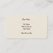 Diensten voor hondenverzorging en verzorging van g visitekaartje (Achterkant)