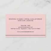 Diensten voor schoonmaken van het roze zand Janito Visitekaartje (Achterkant)