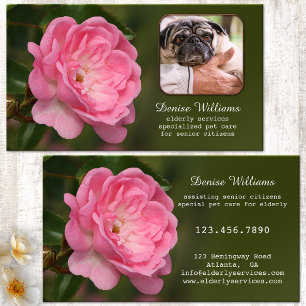 Diensten voor senioren en huisdierenfoto visitekaartje
