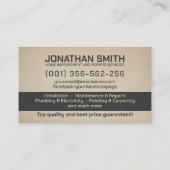 Diensten voor thuisverbetering en reparatie visitekaartje (Achterkant)