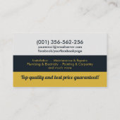 Diensten voor thuisverbetering en reparatie visitekaartje (Achterkant)