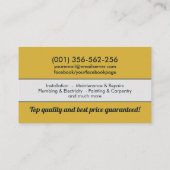 Diensten voor thuisverbetering en reparatie visitekaartje (Achterkant)