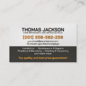 Diensten voor thuisverbetering en reparatie visitekaartje (Achterkant)