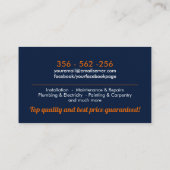 Diensten voor thuisverbetering en reparatie visitekaartje (Achterkant)