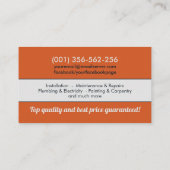 Diensten voor thuisverbetering en reparatie visitekaartje (Achterkant)