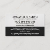 Diensten voor thuisverbetering en reparatie visitekaartje (Achterkant)