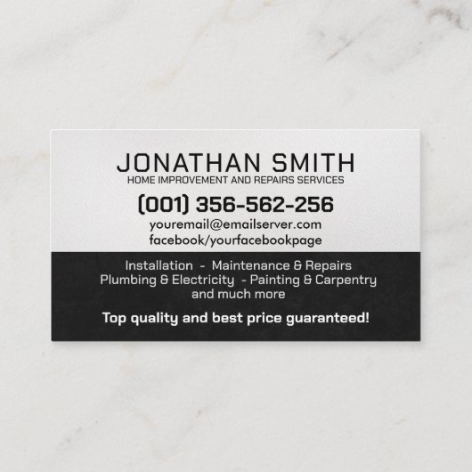 Diensten voor thuisverbetering en reparatie visitekaartje (Achterkant)