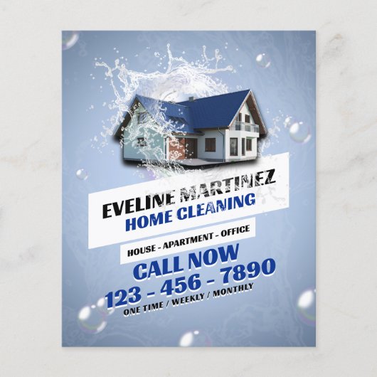 Diensten voor waterspatreiniging in huis flyer (Voorkant)