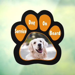 Diensthond Aan Boord Pootafdruk Foto Oranje Zwart Raamsticker