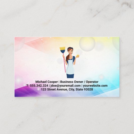 Dienstmeid met bezem | Bubbles and Sparkles Visitekaartje (Achterkant)