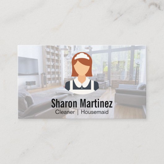 dienstmeisje | Huisdiensten | Schonere Logo Visitekaartje (Voorkant)
