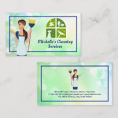 dienstmeisje met bezem | Zeepbellen Visitekaartje (Voorkant / Achterkant)