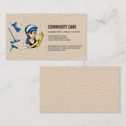 dienstmeisje | Schoonmaakdiensten Visitekaartje (Voorkant / Achterkant)