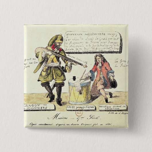 Dienstreizen van de 17e eeuw vierkante button 5,1 cm (Voorkant)