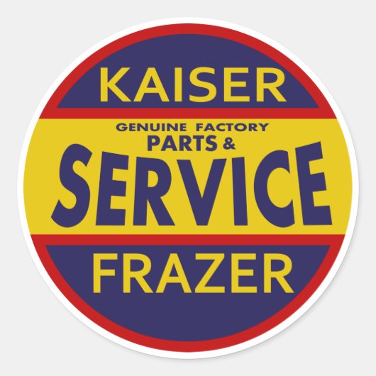  dienstteken Kaiser Frazer rood/blauw Ronde Sticker (Voorkant)