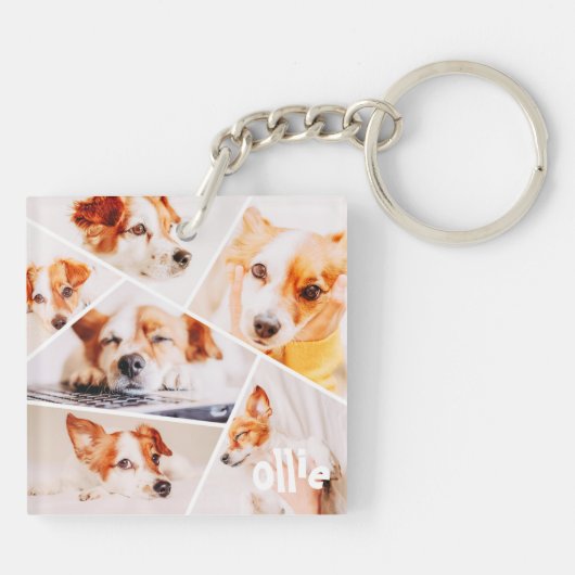 Dient Moderne Eenvoudige Aangepast 6 Afbeeldingen Sleutelhanger (Achterkant)