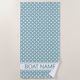 Diep Aqua Geometric Pattern. Aangepaste botnaam Strandlaken