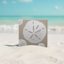 Diep beige en witte tropische strand zanddollar tegeltje