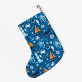 Diep blauw Alle Dingen Nautisch Kleine Kerstsok (Achterkant (Hangend))