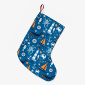 Diep blauw Alle Dingen Nautisch Kleine Kerstsok (Voorkant (Hangend))
