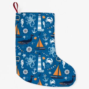 Diep blauw Alle Dingen Nautisch Kleine Kerstsok