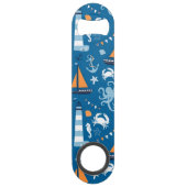 Diep blauw Alle Dingen Nautisch Speed Flessenopener (Voorkant)