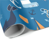 Diep Blauw Alle Dingen Zeevaart Cadeaupapier (Rol Hoek)