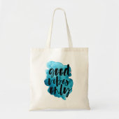 diep blauw goede vibes slechts de canvas tas van h (Voorkant)