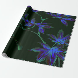 Diep Blauw & Groen Japans Bloemen Wrapping Papier