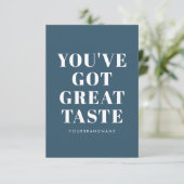 Diep blauw, je hebt een geweldige smaak bedankt (Staand voorkant)