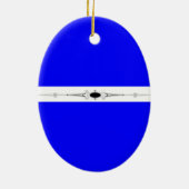 Diep blauw-zijdeeffect bruiloft keramisch ornament (Achterkant)