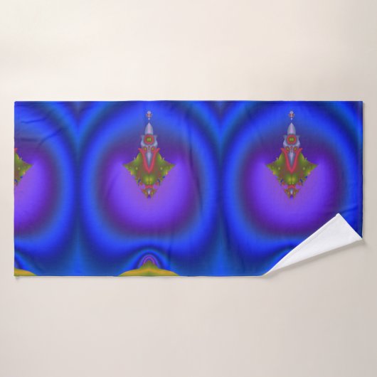 Diep blauwachtig fractal badhanddoek (Badhanddoek)