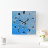 Diep blauwachtig pastel hemel vierkante klok (Huis)