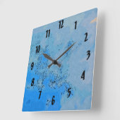 Diep blauwachtig pastel hemel vierkante klok (Hoek)