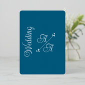 Diep Blauwgroen Effen Kleur Zilverfolie Folie Uitnodiging (Staand Voorkant)