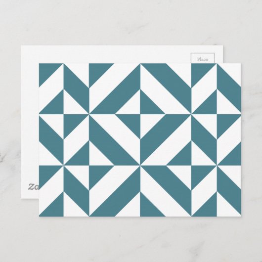 Diep Blauwgroen groen geometrisch decoderpatroon Briefkaart (Voorkant / Achterkant)