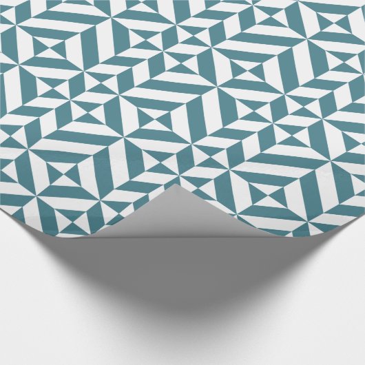 Diep Blauwgroen groen geometrisch decoderpatroon Cadeaupapier (Hoek)
