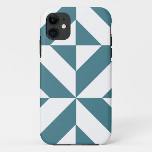 Diep Blauwgroen groen geometrisch decoderpatroon Case-Mate iPhone Case