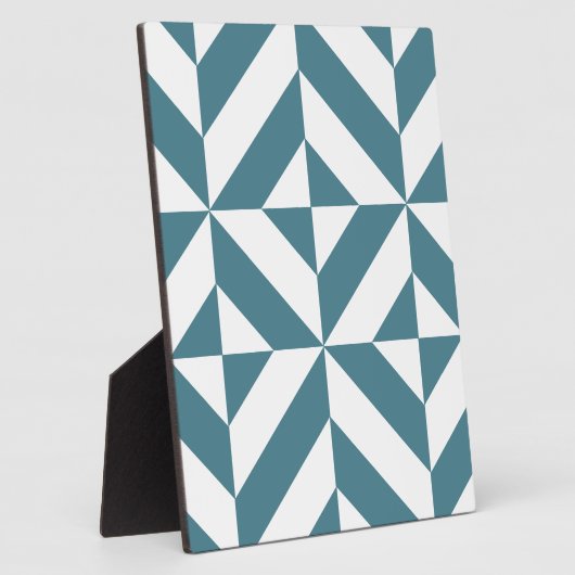 Diep Blauwgroen groen geometrisch decoderpatroon Fotoplaat (Zijkant)