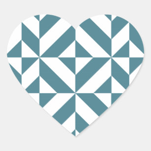 Diep Blauwgroen groen geometrisch decoderpatroon Hart Sticker