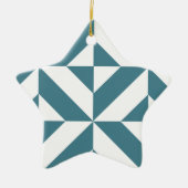 Diep Blauwgroen groen geometrisch decoderpatroon Keramisch Ornament (Voorkant)