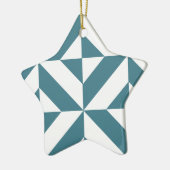 Diep Blauwgroen groen geometrisch decoderpatroon Keramisch Ornament (Links)